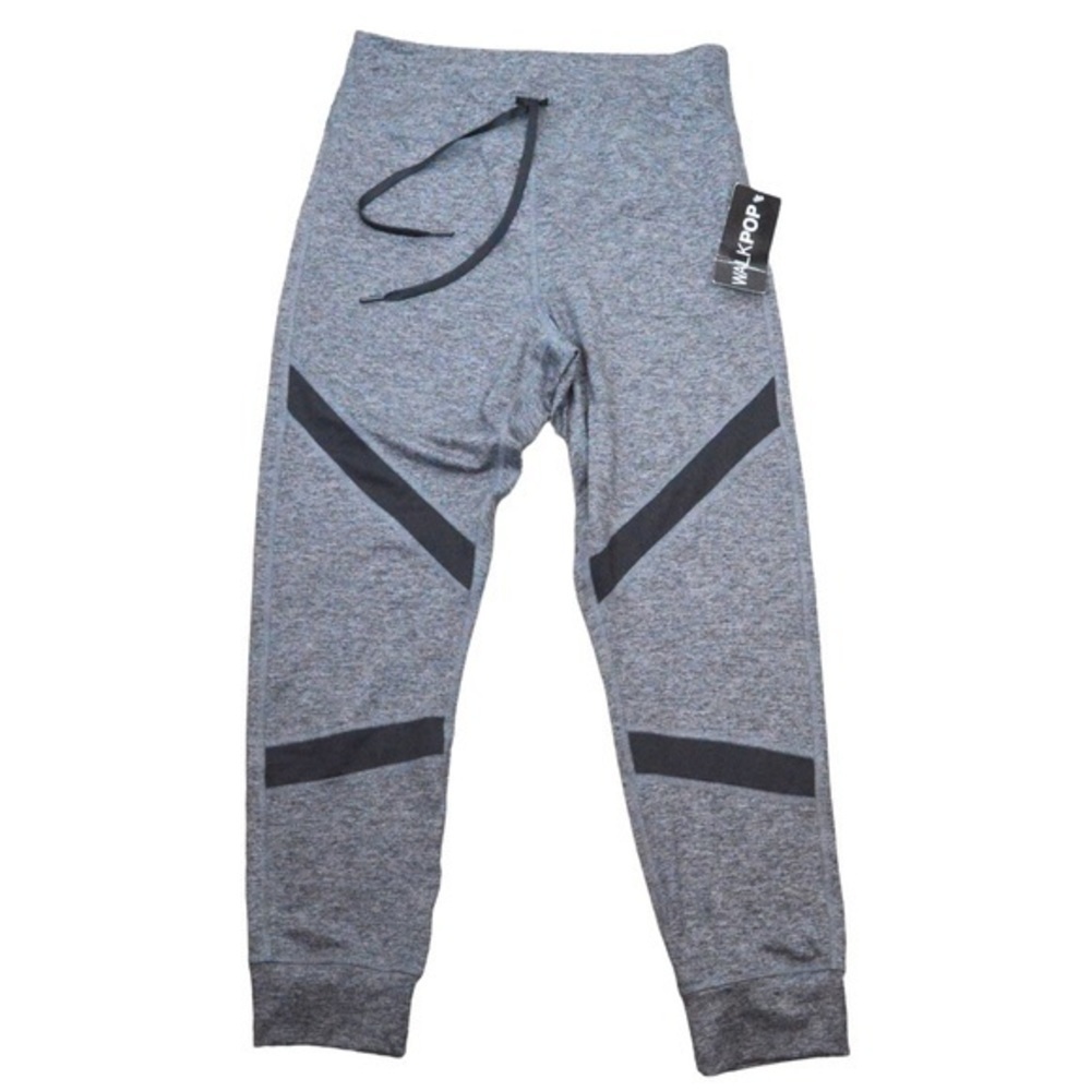 NWT WalkPop Jayden Paneled Grey &‎ Black Drawstring Joggers, Small